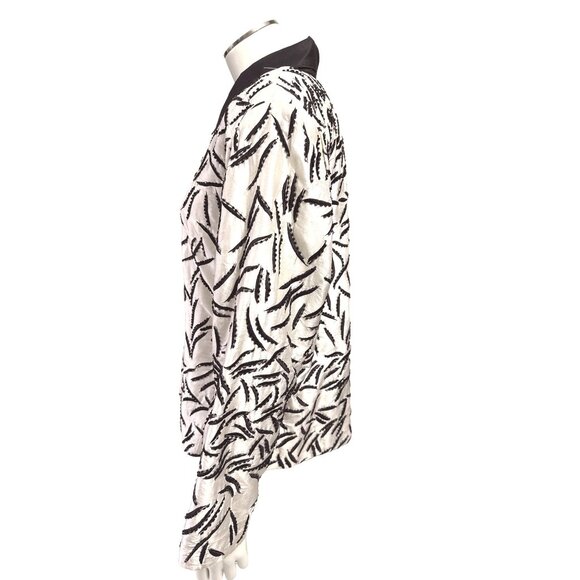 Anage Medium Black White Vintage Silk Jacket Embroidered City Chic Luxury - Picture 3 of 12